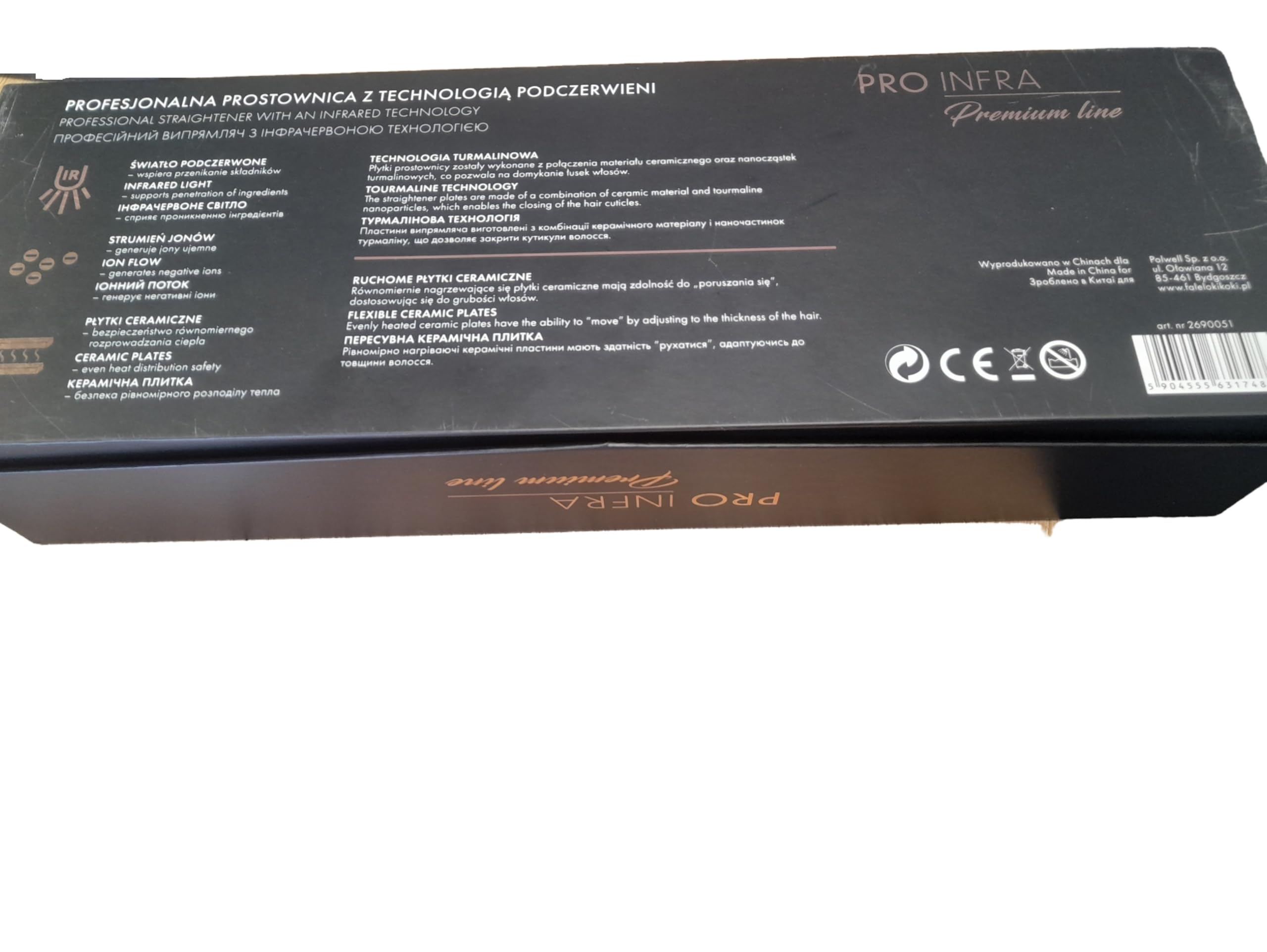 Prostownica Fale Loki Koki z podczerwienią Pro Infra Premium do włosów, powłoka ceramiczno-turmalinowa, zakres temp. 130-230°C, ruchome płytki, czarna