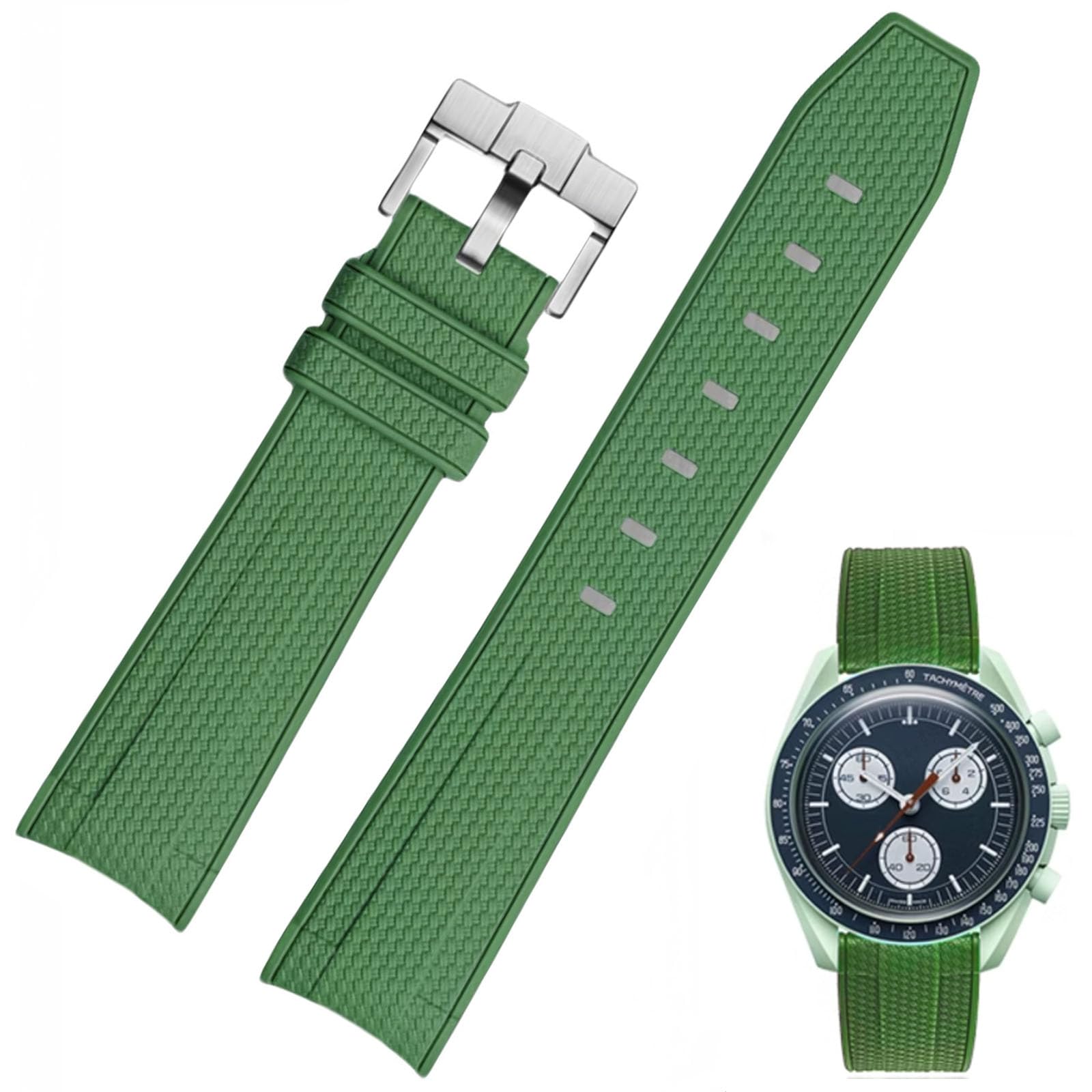 Correa de reloj para reloj Moonswatch, 20 mm, extremo curvado, estilo de tejido, caucho de silicona premium, correa de repuesto de goma de silicona, compatible con Omega XSwatch Moonswatch — view 11