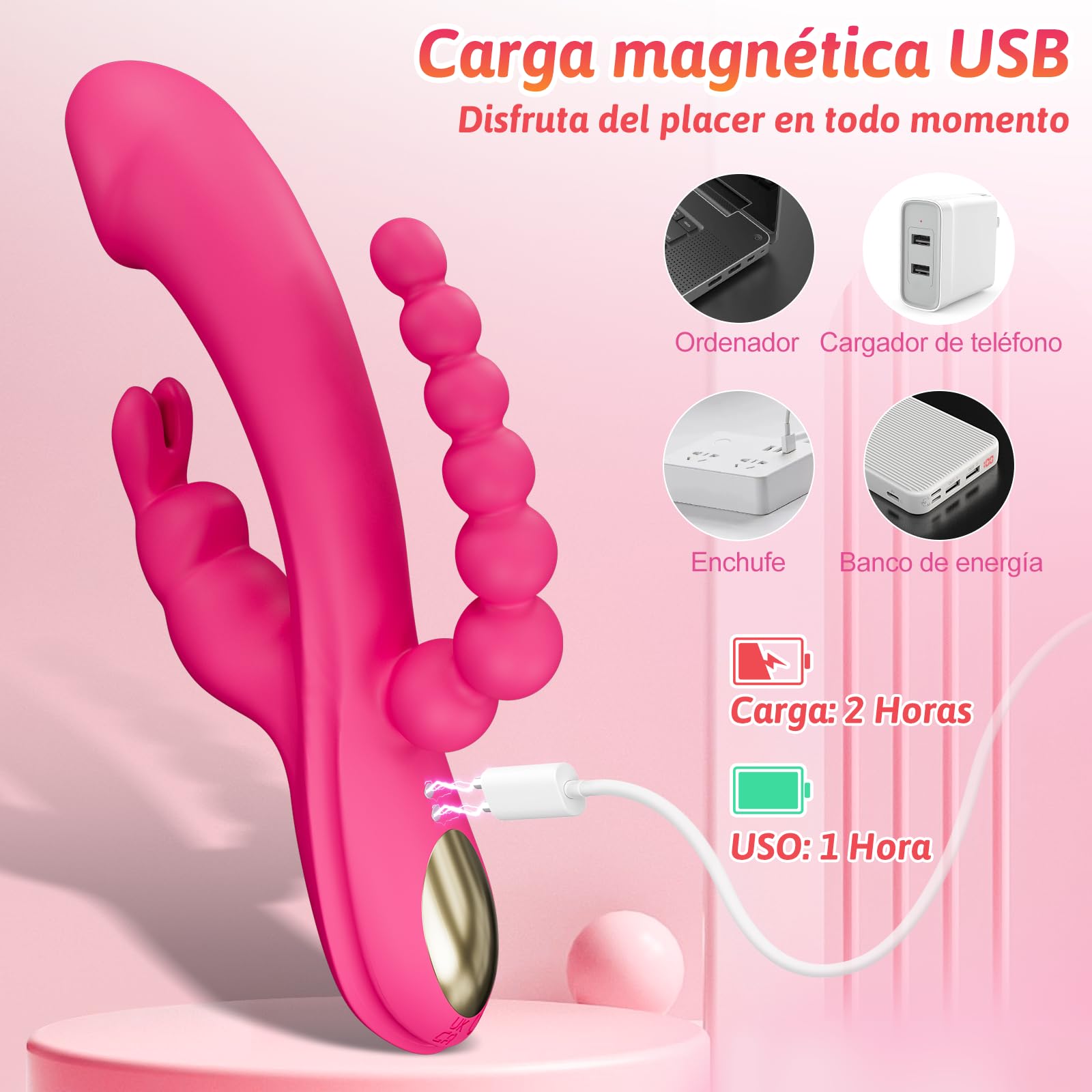 Giocattoli erotici: vibratori e per le donne - stimolatore 3 in 1, progettato specificamente per il punto G, con modalità di vibrazione, massaggio e vibratore per le donne con ventosa