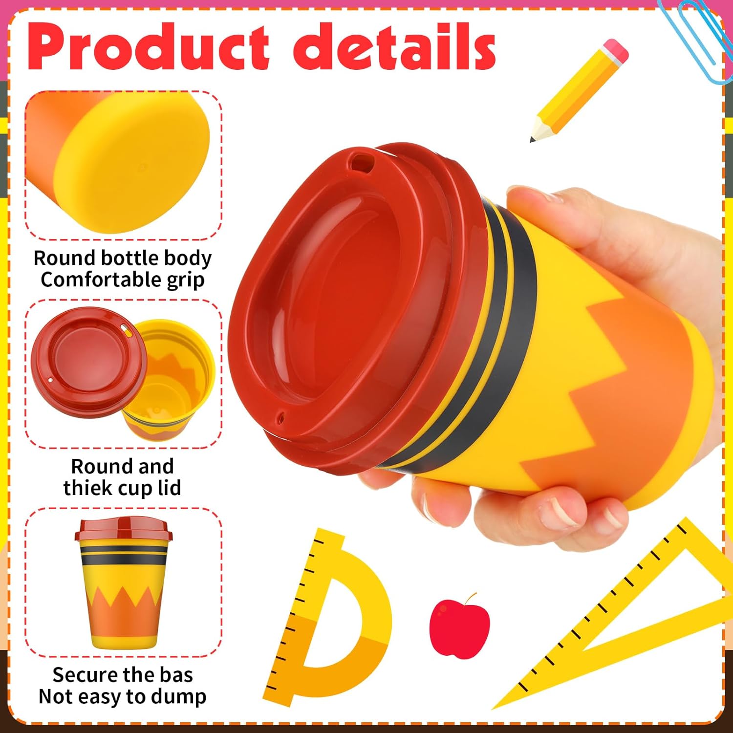 Skylety Teacher Appreciation Gift Bulk Valentines Teacher Gifts 12oz Appreciation Tumblers Reusable Plastic Coffee Cups with Lids(12 Pcs) - Image 2