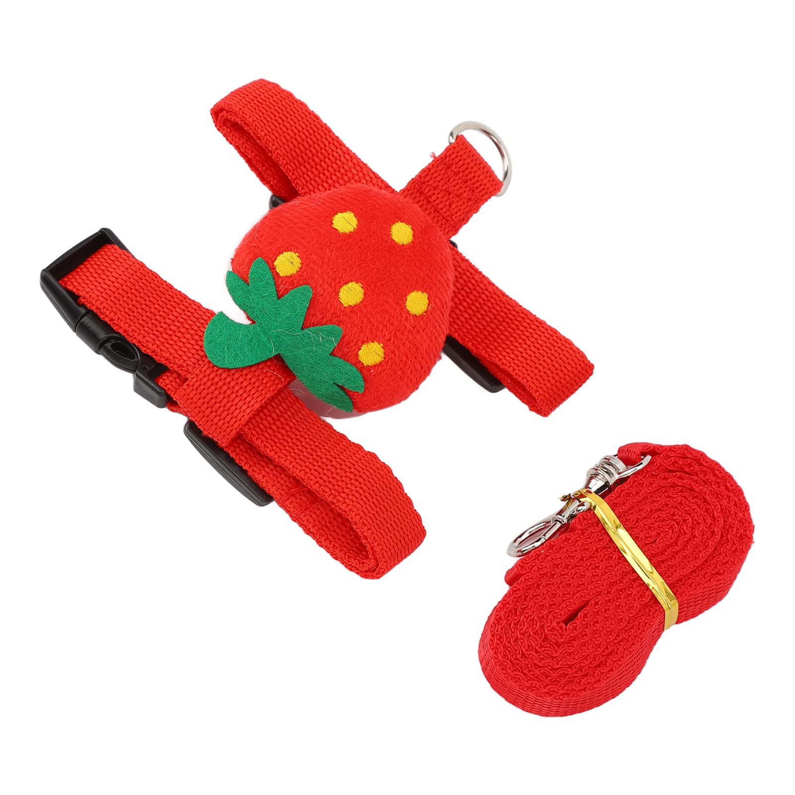 Bunny Harness and Leash Set, Rabbit Nylon Cute Strawberry Vest Set, Harnesses with Stainless Steel Hook for Pet Rabbits Chinchillas S Kitten Puppy, Small Pets (S)