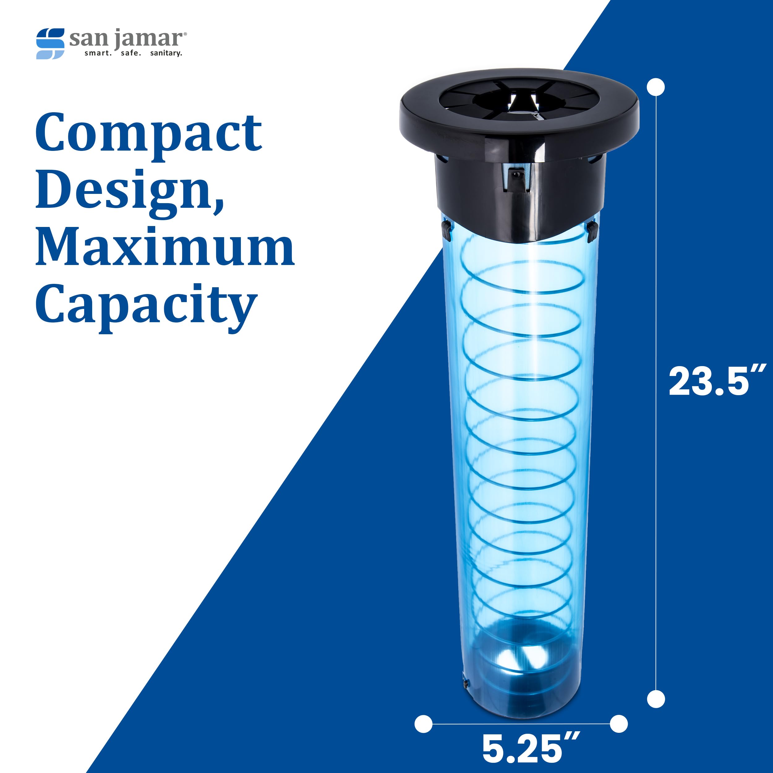 San Jamar C5450C Dispenser Bicchieri Regolabile a Incasso Sentry, Lunghezza Tubo 597 mm