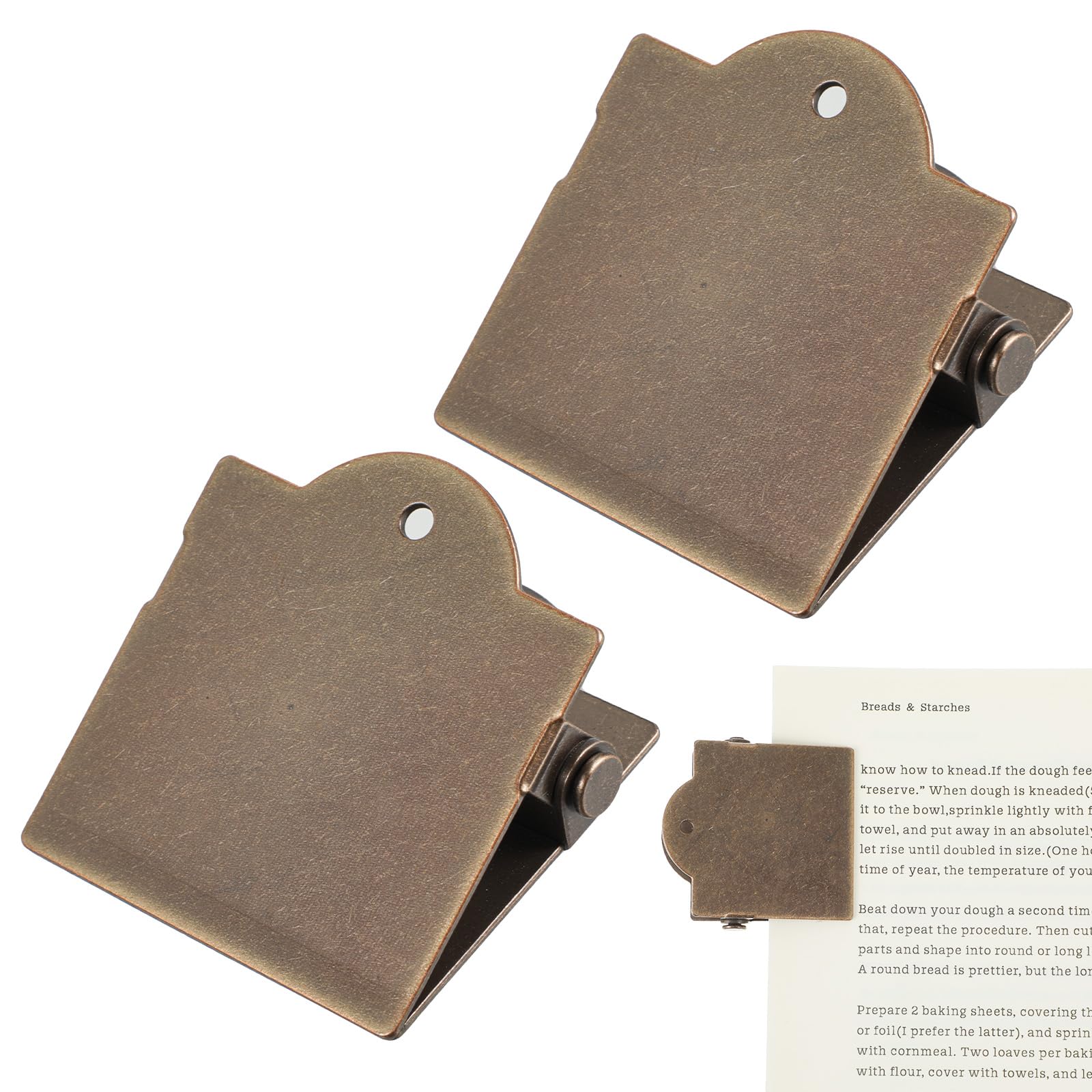 Mabor 2Pcs Vintage Metal Book Clip, Antique Bronze Travelers Notebook Clips Clamps Small Page Holder Clip for Document File Organizer Junk Journaling Planner Office Supplies