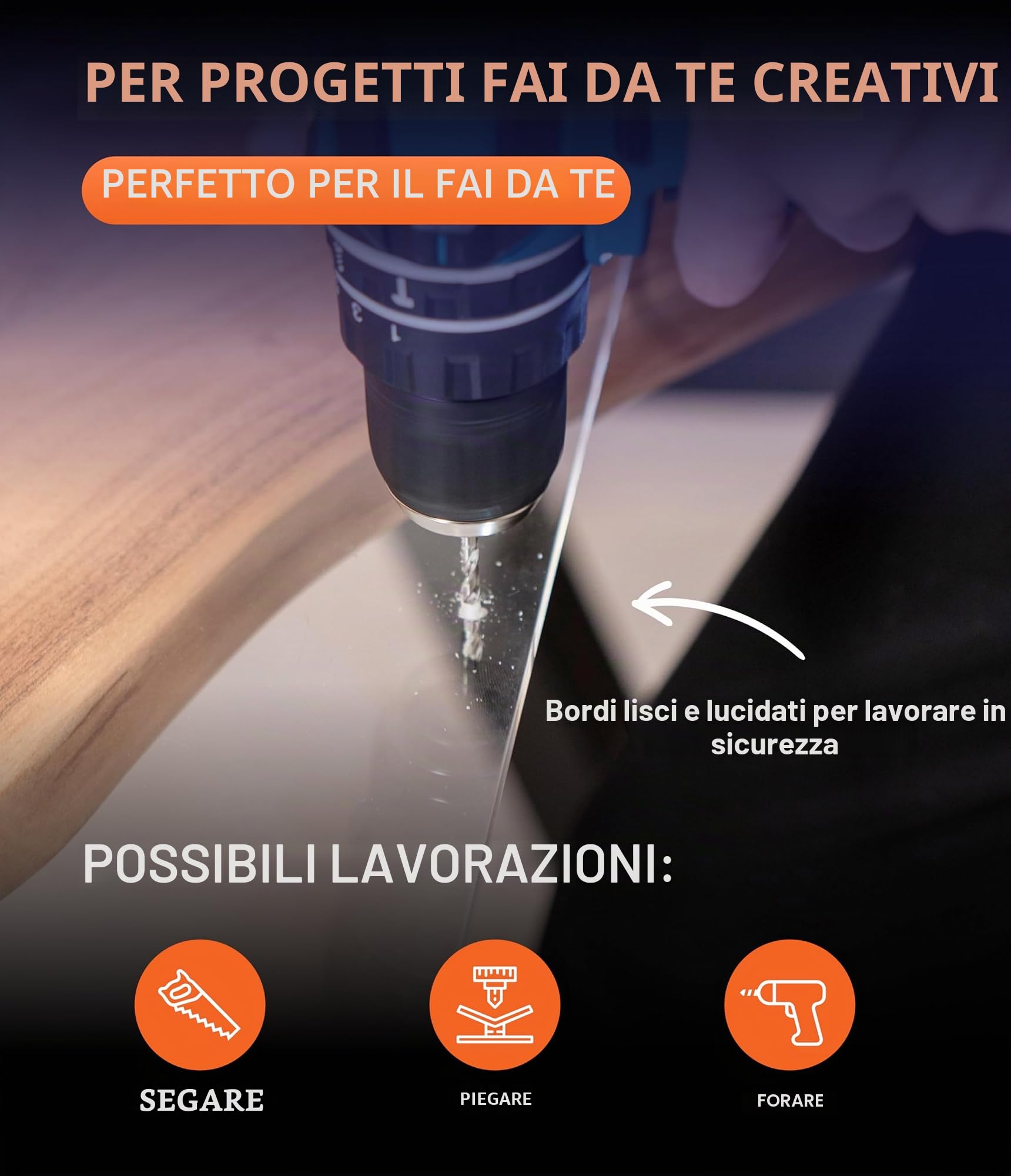 EH Design Pannello in vetro acrilico – Tagli angolari su misura (150x150x3 mm) – Resistente ai raggi UV e agli agenti atmosferici – Trasparente e altamente lucido – Per fai da te, mobili e terrari