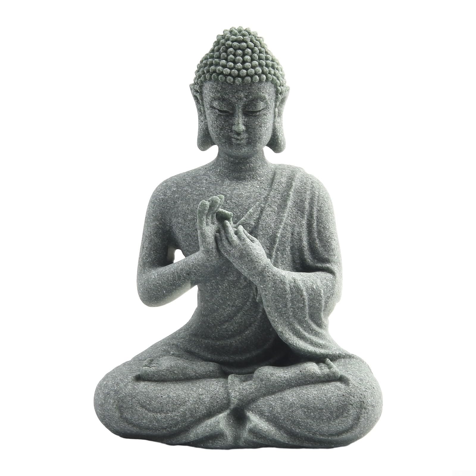 Sitting Buddha Statue Garden Ornament Resin Stone for zen Effect for Outdoor Indoor Lawn Decor Aquarium Fish Tank Stable Weight 230g No Coating Colorless Odorless Safe for Plants Animals Clean Long