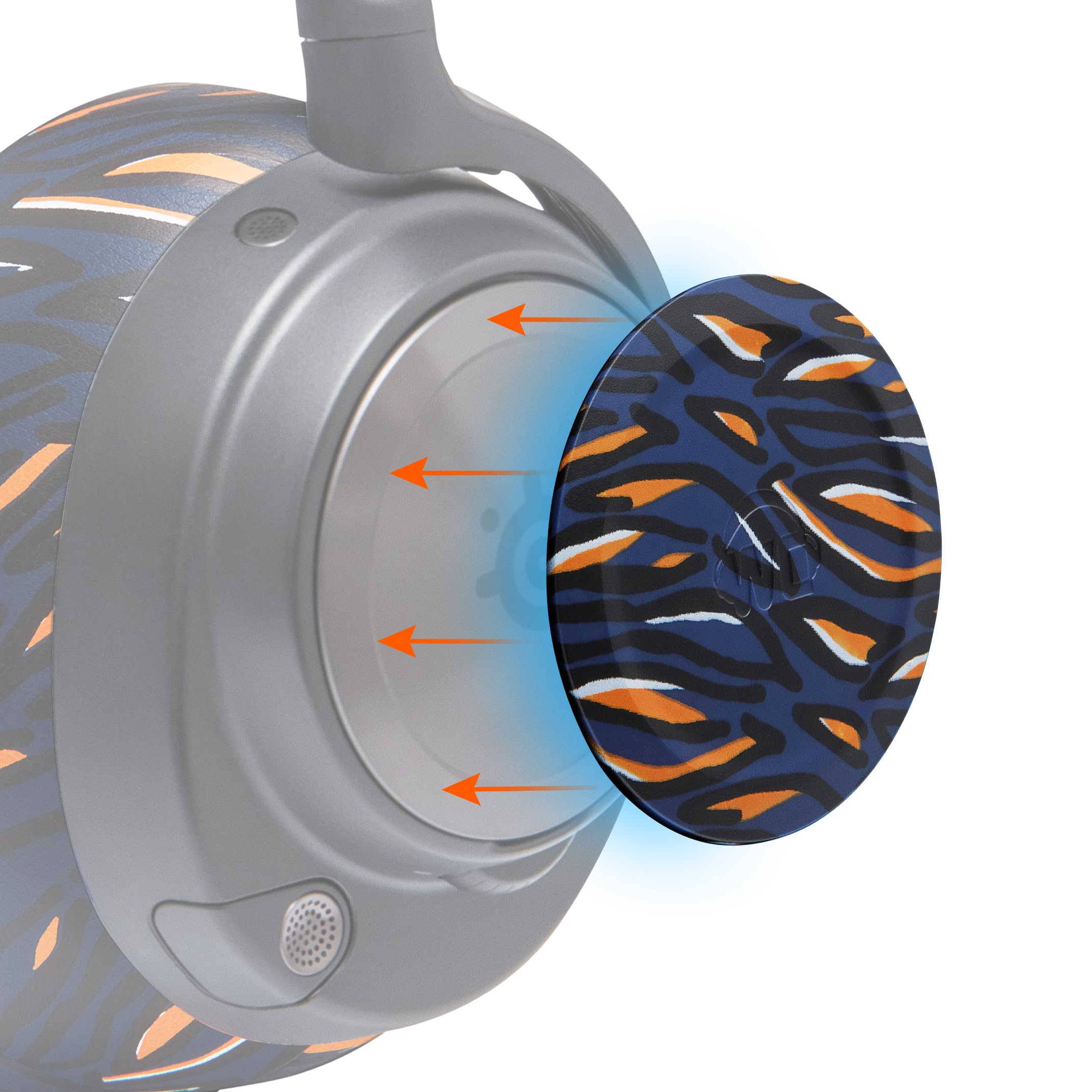 WC Side Speaker Plates for Arctis Nova Headsets, Made by Wicked Cushions | Fits Arctis Nova Pro Wireless/Pro Wired/Nova 7 / 7X / 7P | Designs Perfectly Match WC Headbands & Earpads | Navy Tiger