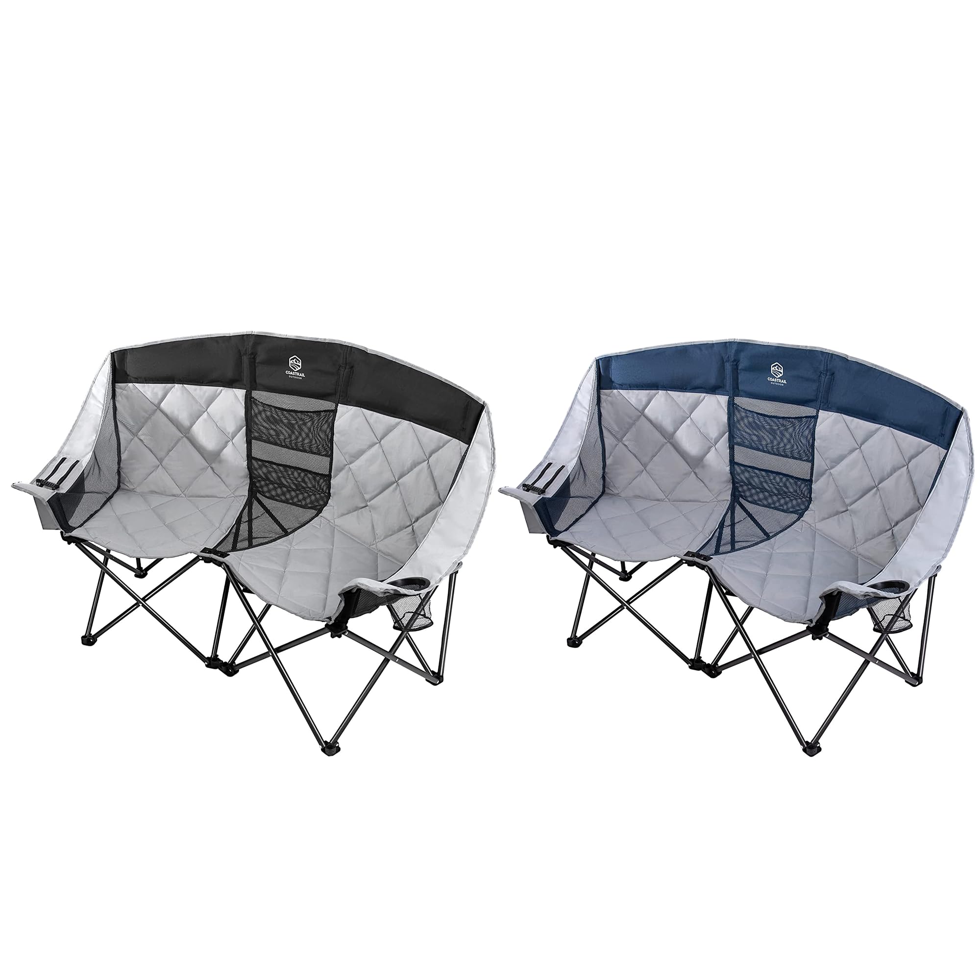 Coastrail Outdoor Folding Double Camping Chairs Premium Comfort