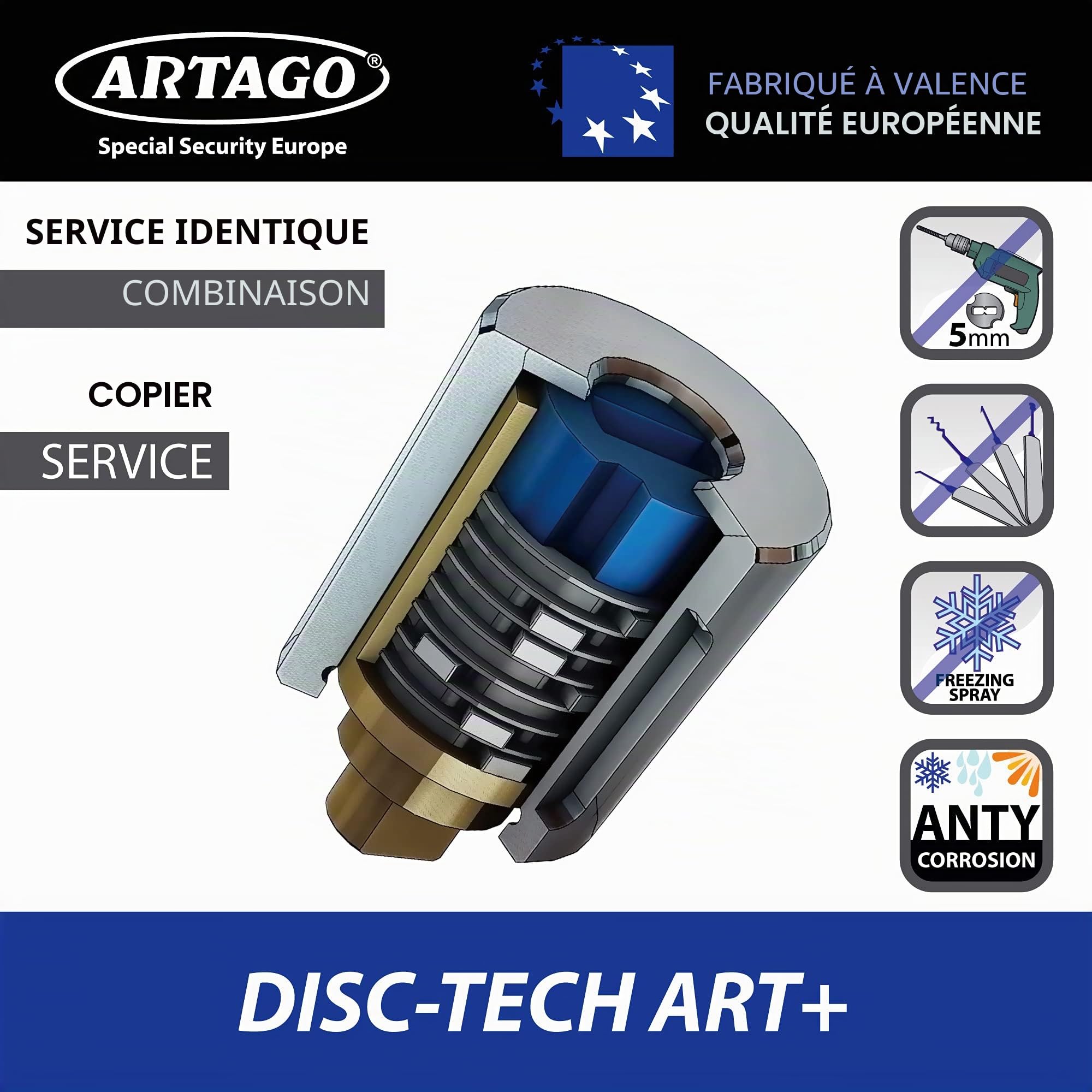 Artago 18ART270 Antivol U Moto Haut de Gamme Homologué SRA, Sold Secure Gold, ART4, BUNKER SELECTION, Acier Trempé ø18mm, Double Système de Verrouillage MRT Blindé, 85x245mm, Cadenas en U pour Moto