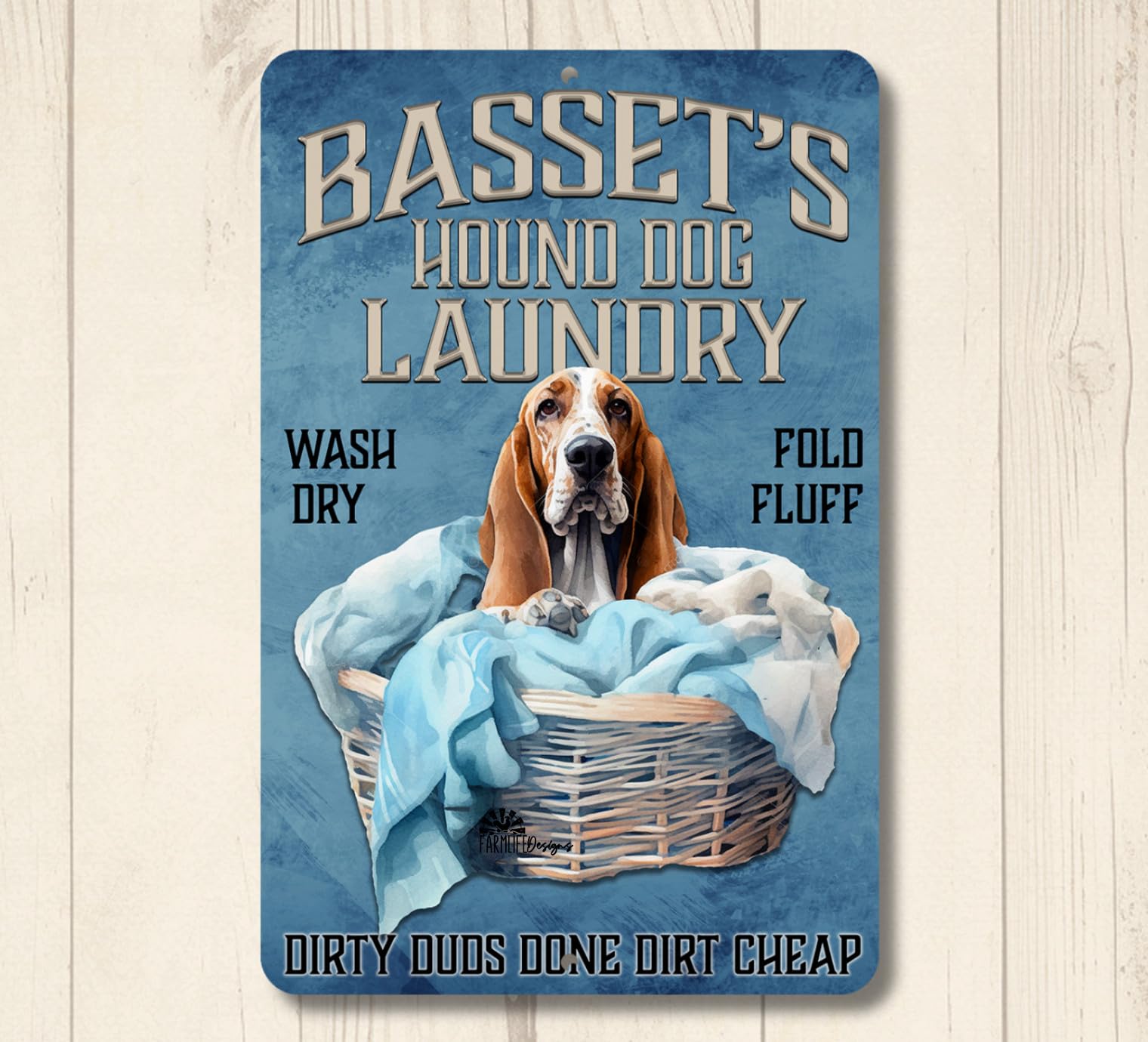 Basset Hound Laundry Sign home decor room dog funny metal tin plaque mom gift home decor