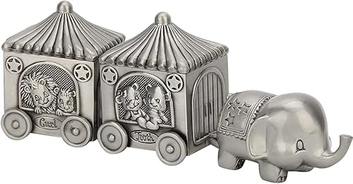 Miniatura 2 de Agatige Caja de dientes de tren para niños y niñas, elefante de metal, caja de recuerdo de bebé, cofre del tesoro, soporte de dientes para niños,