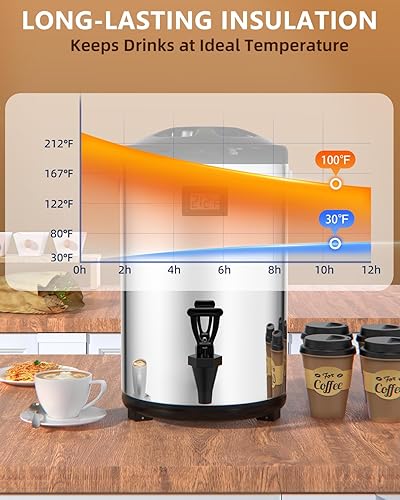 Miniatura 5 de Dispensador aislado de bebidas de 2 galones, dispensador de bebidas calientes con interior de acero inoxidable 304, dispensador de agua caliente