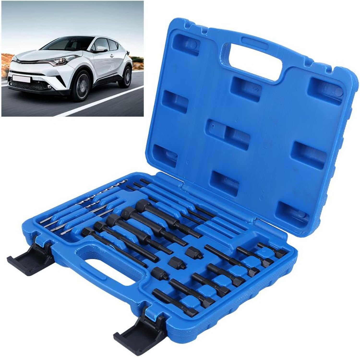 ZPSHYD 22 Piece Glow Plug Removal Puller Tool Kit, Glow Plug Electrodes Removal Tool Drilling Tapping Extractor for M8 & M10