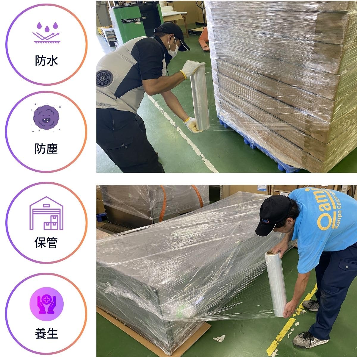 Amazon | ストレッチフィルム 500mm×300m 15μ 相当品 厚み 12μ 強化