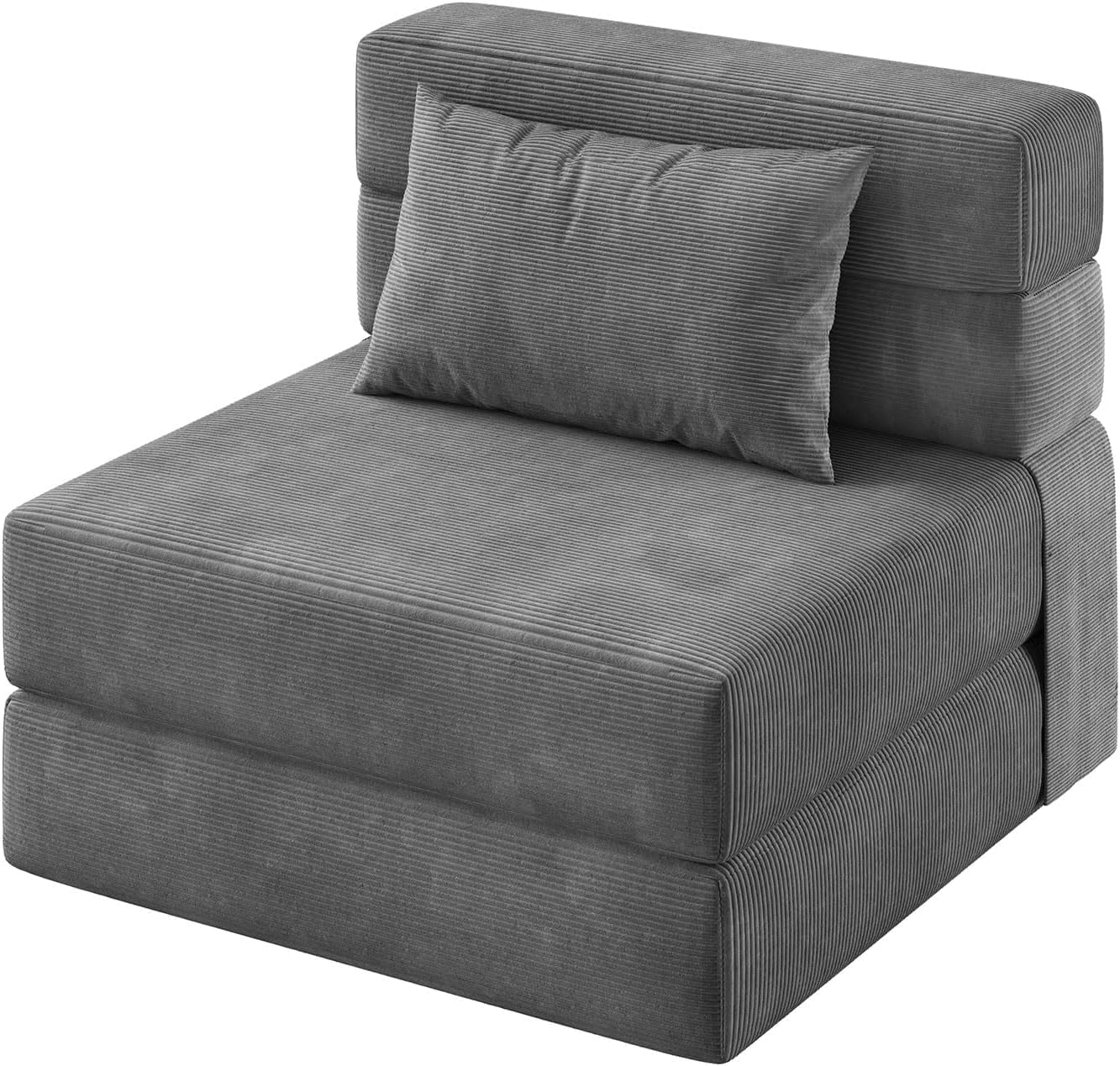 73 Folding Sofa Bed Sleeper Chair Convertible Futon Couch with Pillow Single Size Foldable Mattress for Living Room
