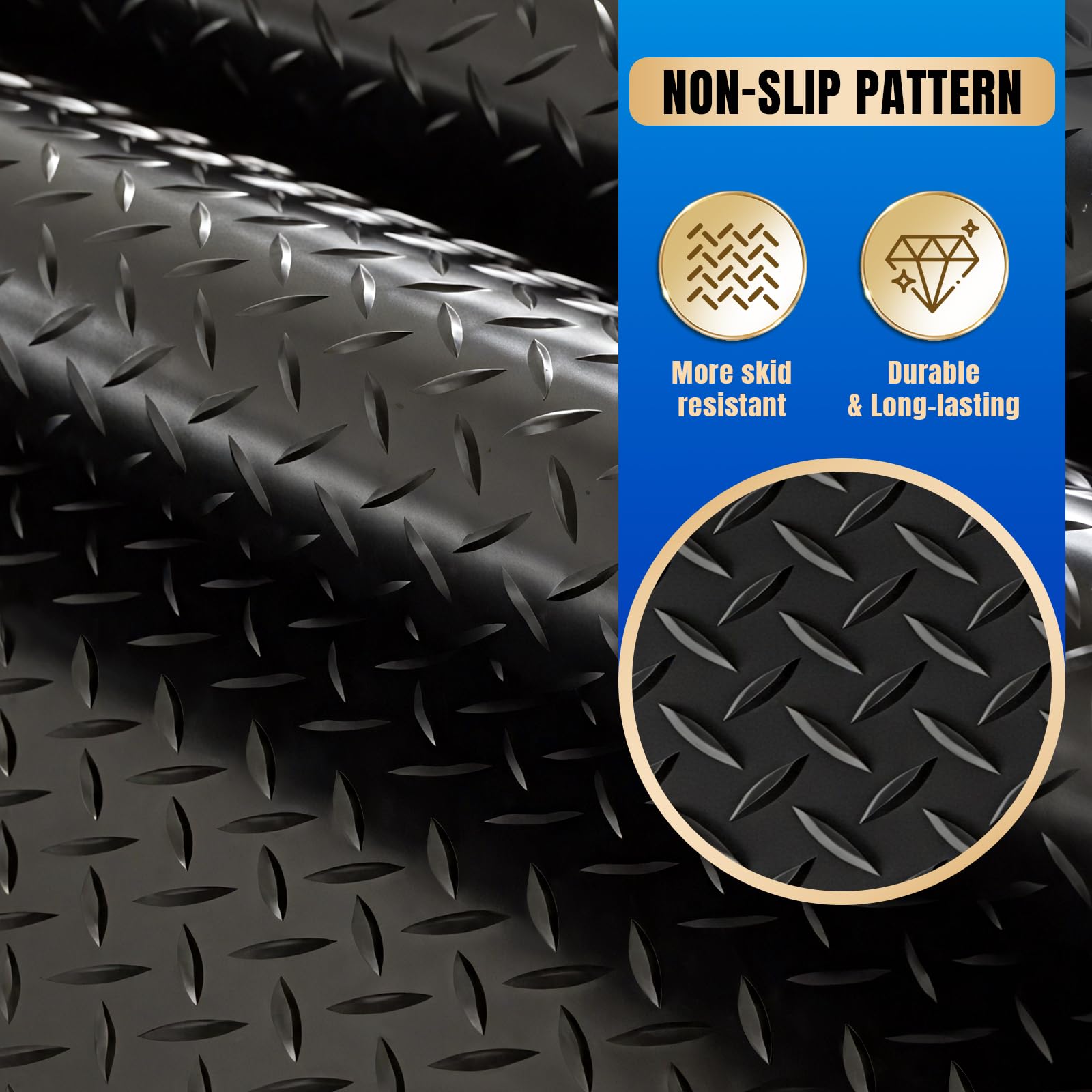 7 5x20 FT Garage Floor Mat Diamond Plate PVC Garage Mats Flooring Roll Thickened Non-Slip Rubber Flooring Protector — view 4