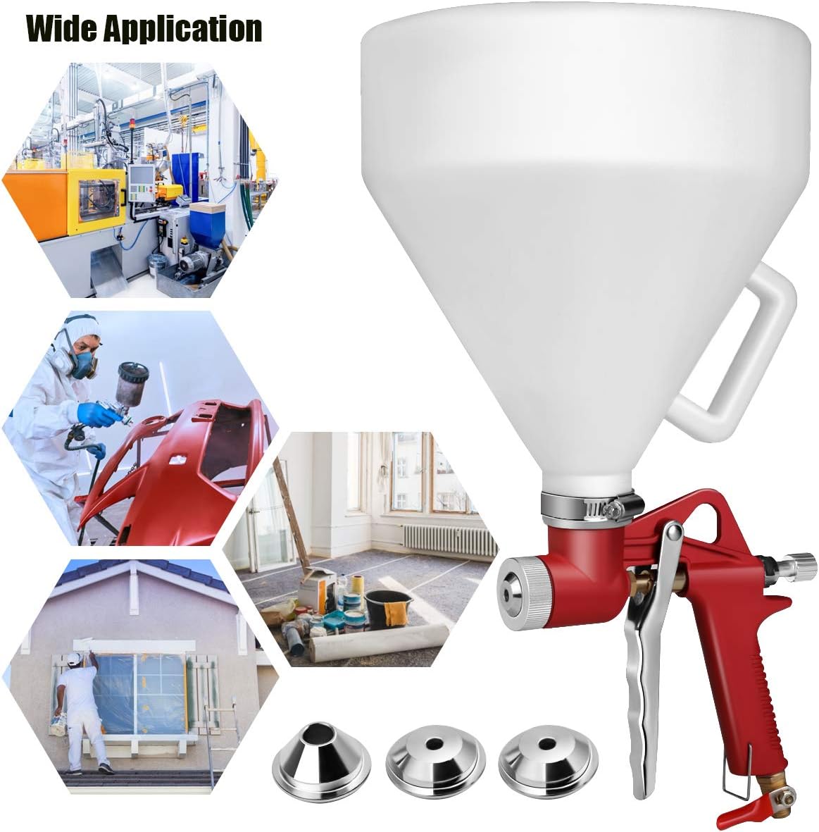 Texture Drywall Sprayer,Air Hopper Spray Guns Paint with 1.5 Gallon Hopper Includes 3 Nozzles(4