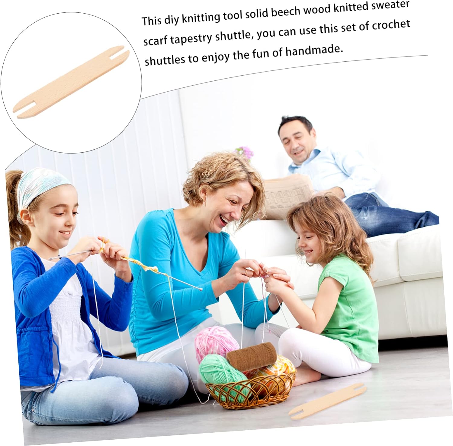 VILLFUL 1pc Weaving Loom Tool Solid Beech Crochet Hook Multi-Functional Needle Stick for DIY Sweater Scarf Tapestry Easy to Use Weaving Accessory
