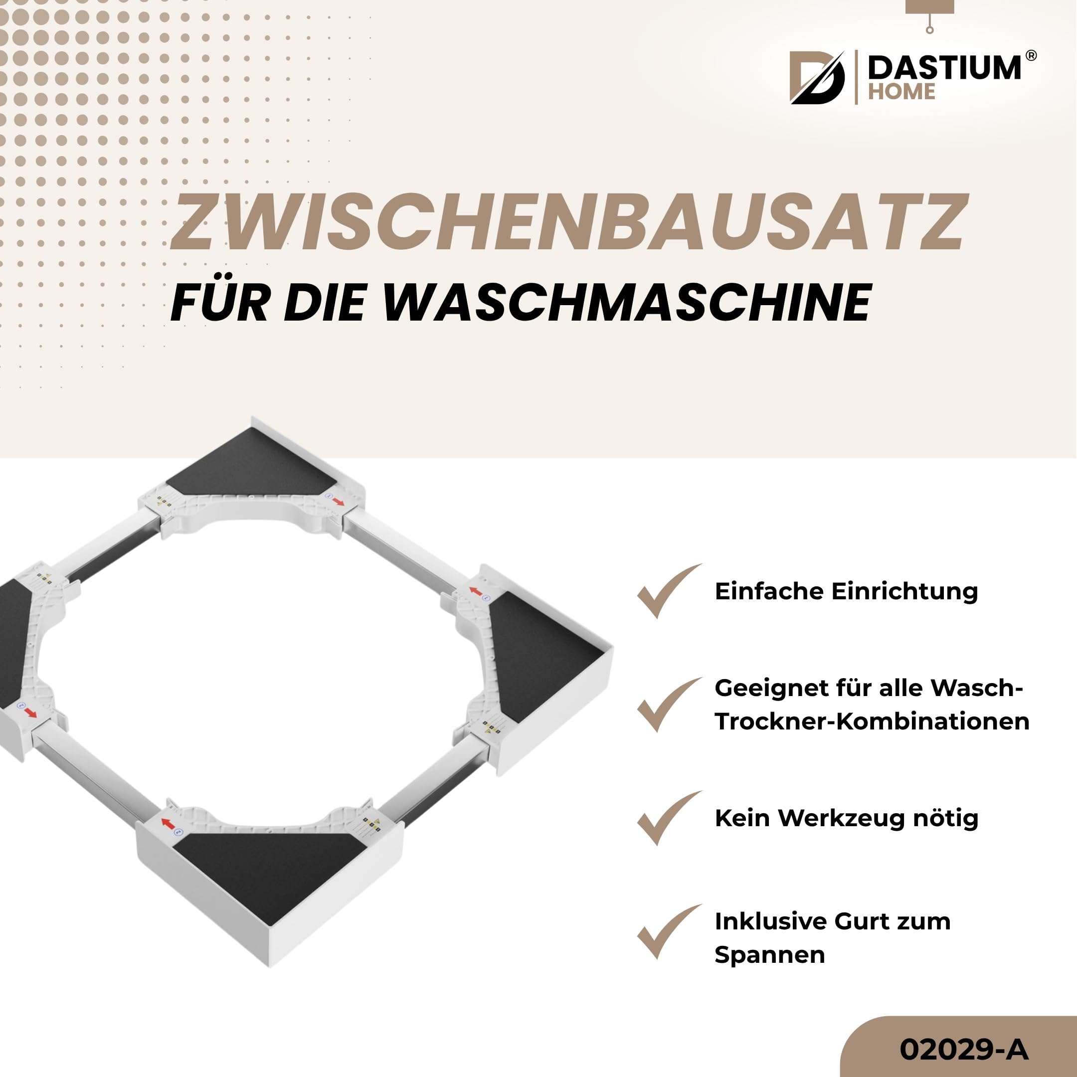 Universal-Stapel Kit - Verstellbarer Abstandshalter für Waschmaschine und Trockner - Langlebig und universell Geeignet für alle Marken - Effizient Platzsparend für Zuhause