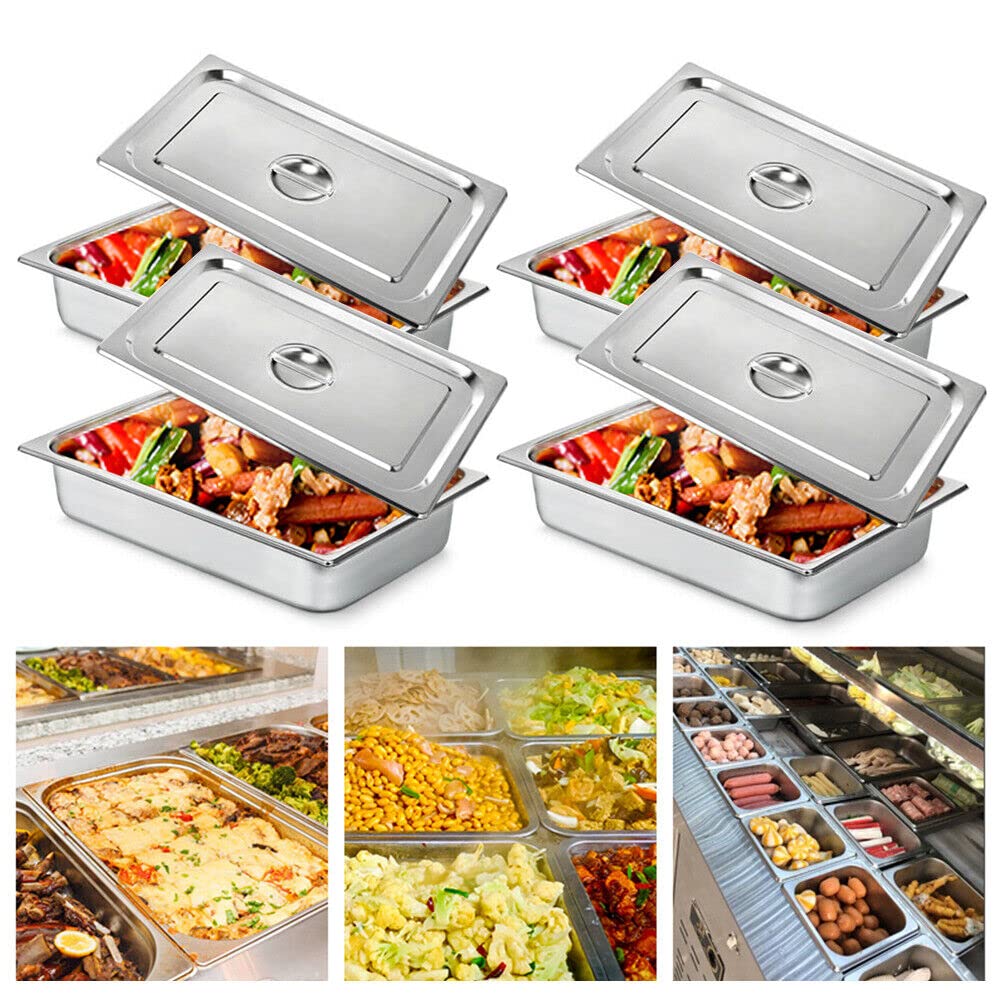 Contenitore in acciaio inox, 4 pezzi, igienico con coperchio, grande contenitore per alimenti