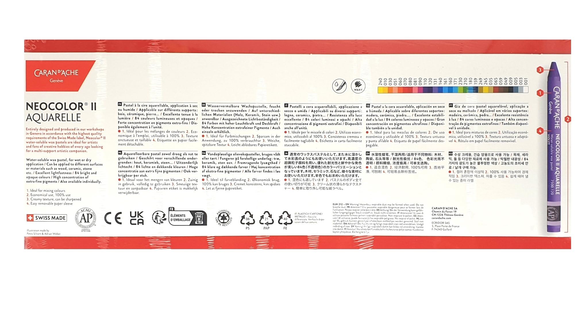 Caran d'Ache Neocolor II Wachspastellkreiden, Aquarellstifte, 30 Stück