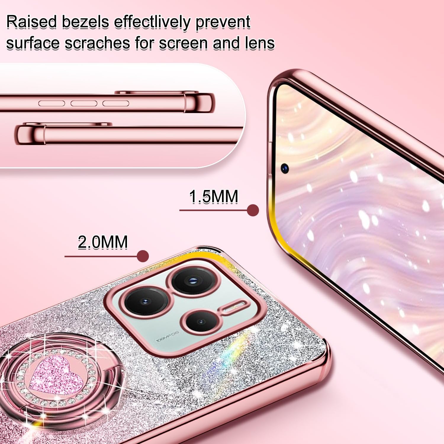 DiaryTown Cover per Xiaomi Redmi Note 14 4G (EU Versione 164.8mm) Motivo Bello Trasparente Sottile Morbida TPU+PC Custodia in Silicone Antiurto Bumper Protettiva Case per Donne Ragazze - Peonia Viola