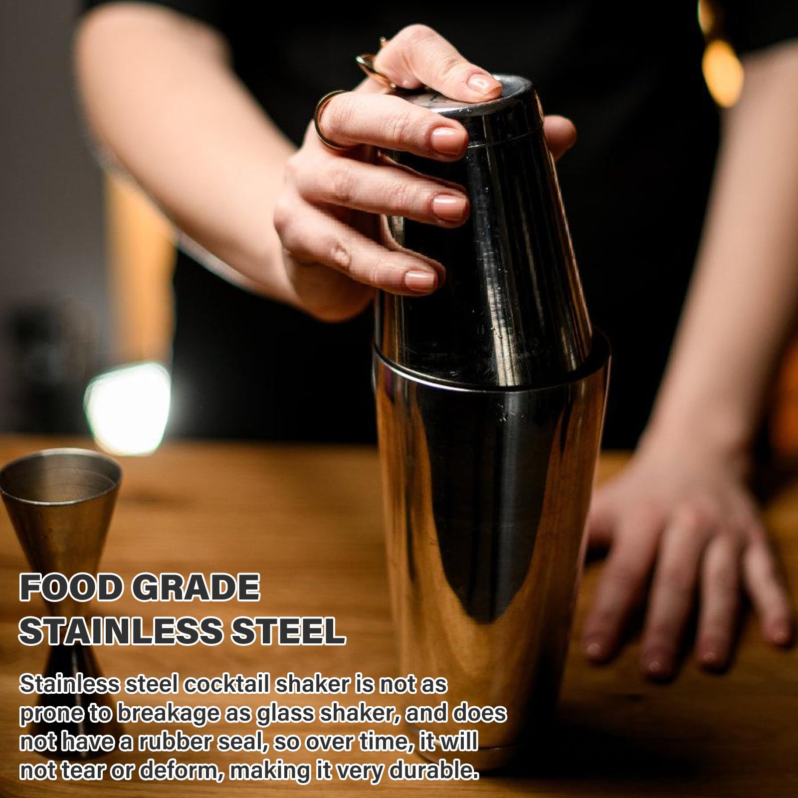 BAIFULAI Boston Cocktail Shaker, 700 ml e 600 ml, shaker Boston in acciaio inox e pesato, 2 pezzi, shaker per principianti e professionisti, bar party