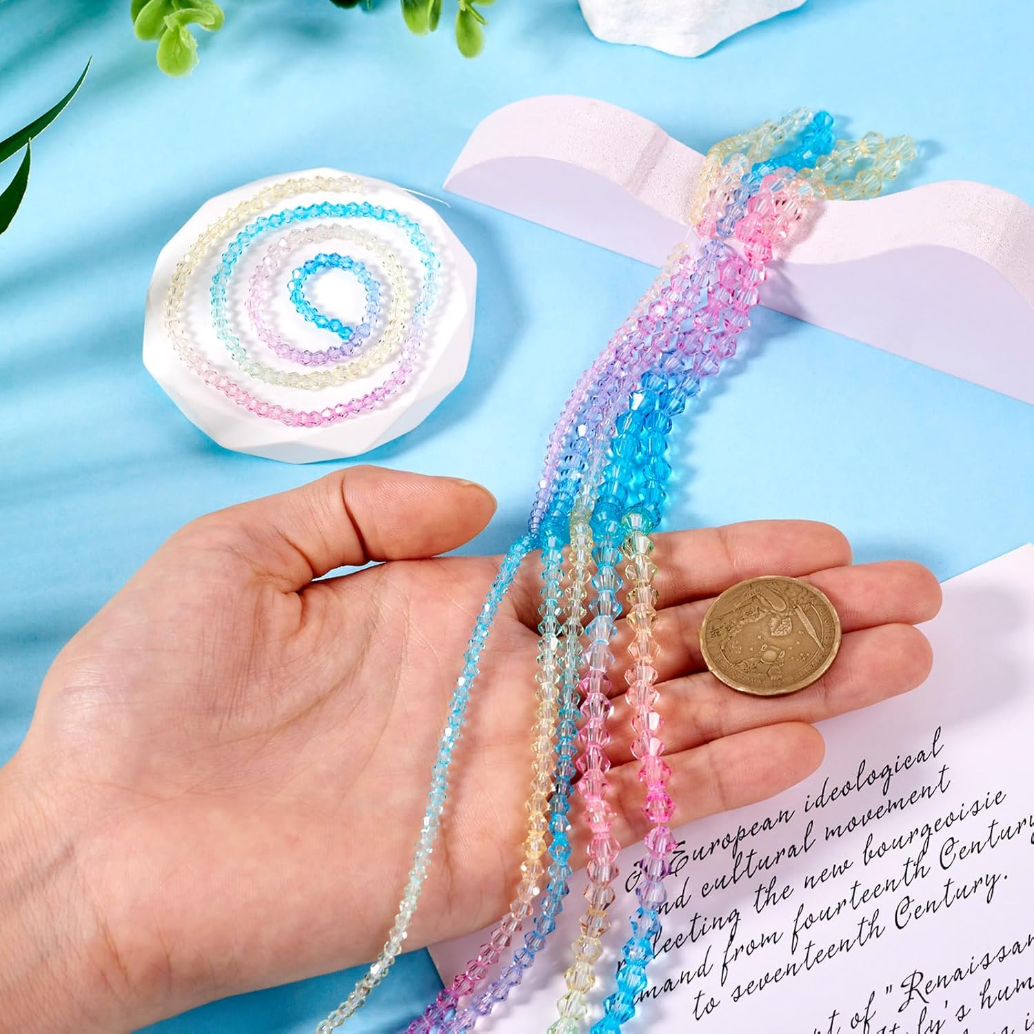 12 Strands Gradient Crystal Glass Beads 2.9-6mm Bicone Faceted Transparent AB Color Spacer Beads for DIY Crafts Bracelet Necklace Earring Jewelry Making - Image 4