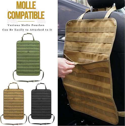 Miniatura 2 de Molle Organizador de respaldo de asiento, organizador universal táctico para asiento trasero de automóvil, organizador de vehículos, organizador de