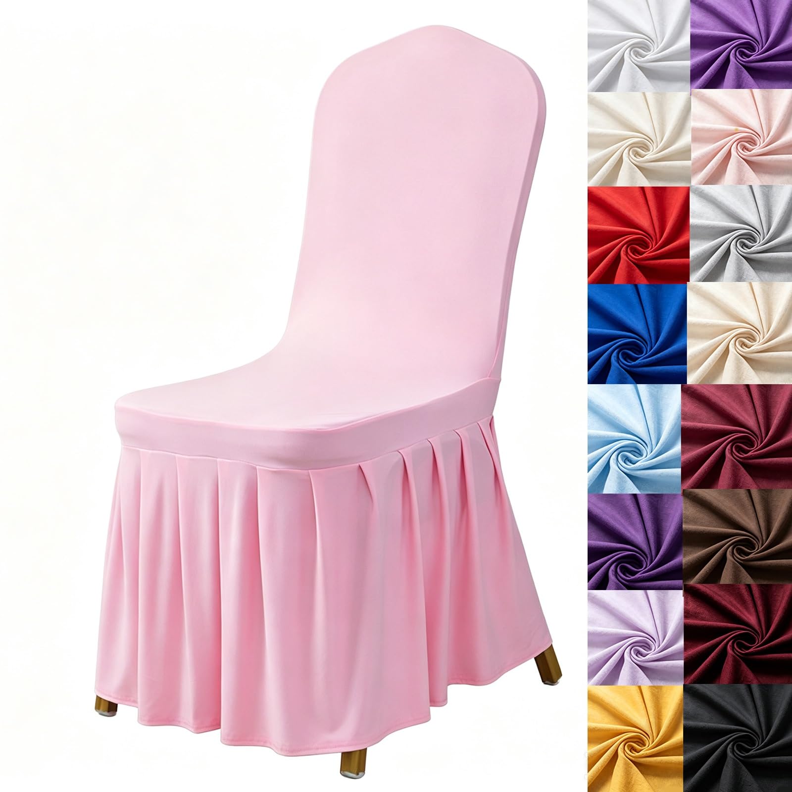Syibelters 100pcs Chair Cover With Pleated Skirt Spandex For Hotel Banquet