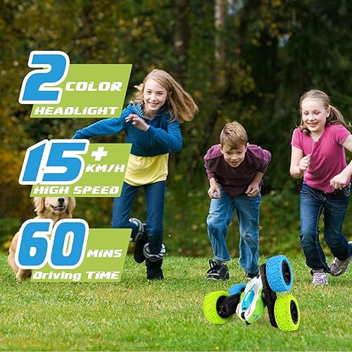 Miniatura 5 de Coche de control remoto para niños, 2.4 GHz 4WD RC Stunt Car con faros
