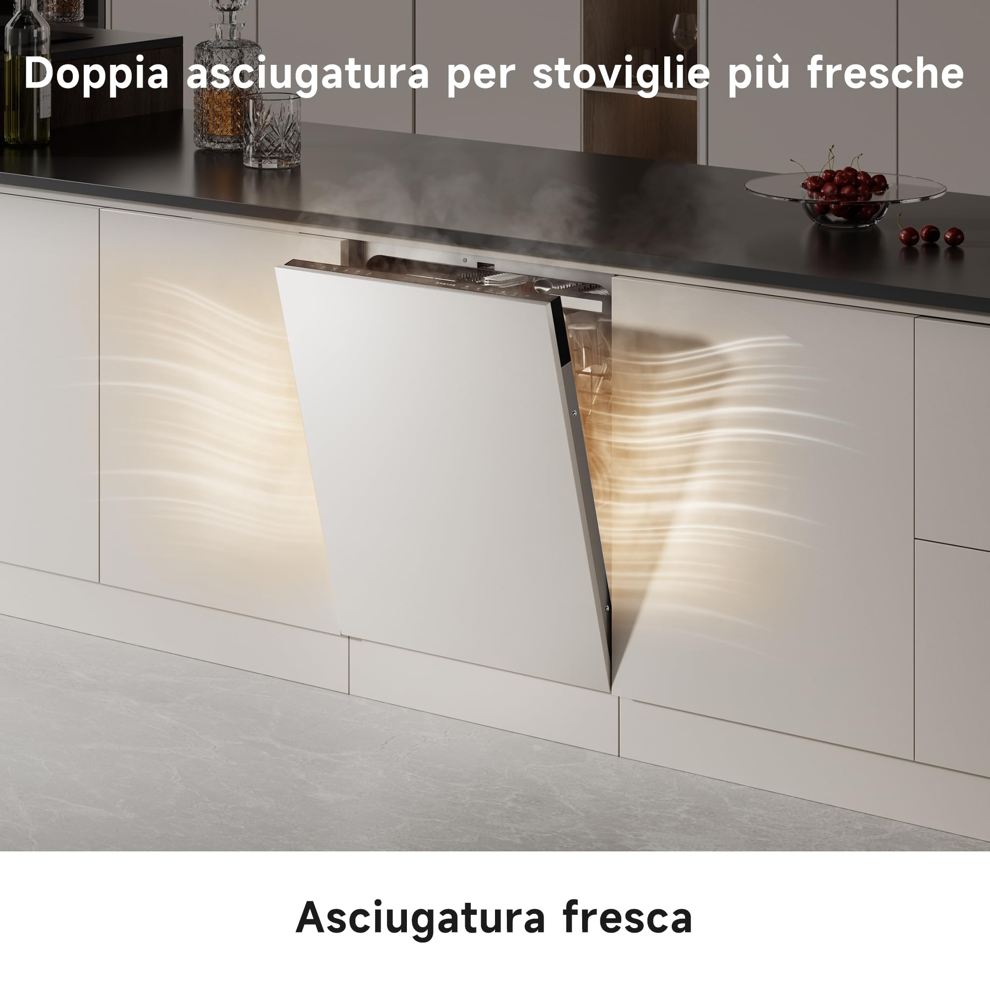 DREAME DZ60 Pro Lavastoviglie da Incasso 60cm con Frontalino, 15 Coperti, Controllo Smart, Braccio Irroratore FlexWing, Pulizia Profonda a 75 °c, Doppia Asciugatura Lavastoviglie Libera Installazione - 5