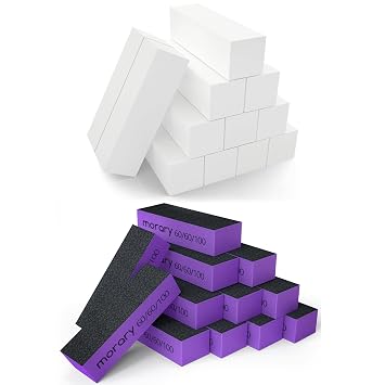 12-Pack, Nail Buffer Blocks for Natural and Acrylic Nails & Nail Buffers for Acrylic Nails 60/60/100 Grit, 3 Sided Purple Black