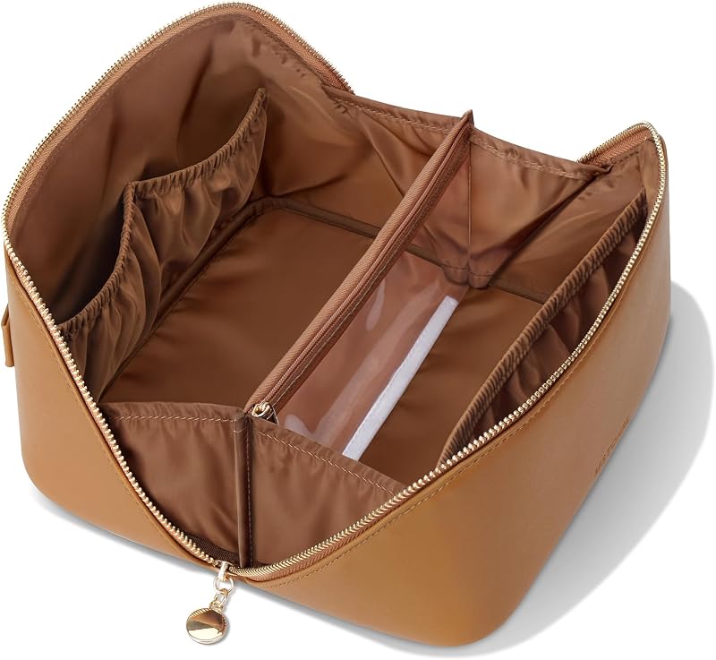 Necessaire de maquiagem para viagem MSTONAL, abertura plana, marrom, 1 unidade