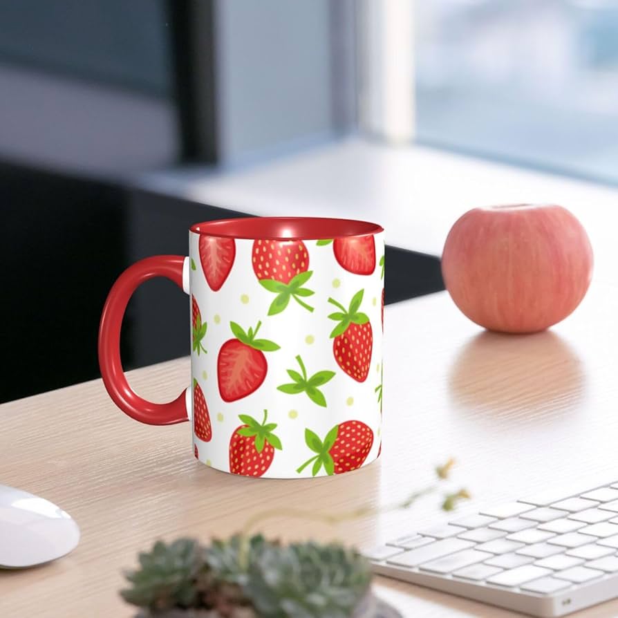 イチゴモチーフコーヒーカップ Amazon.co.jp: いちご柄 苺柄 イチゴ柄 グッズ マグカップ おもしろ