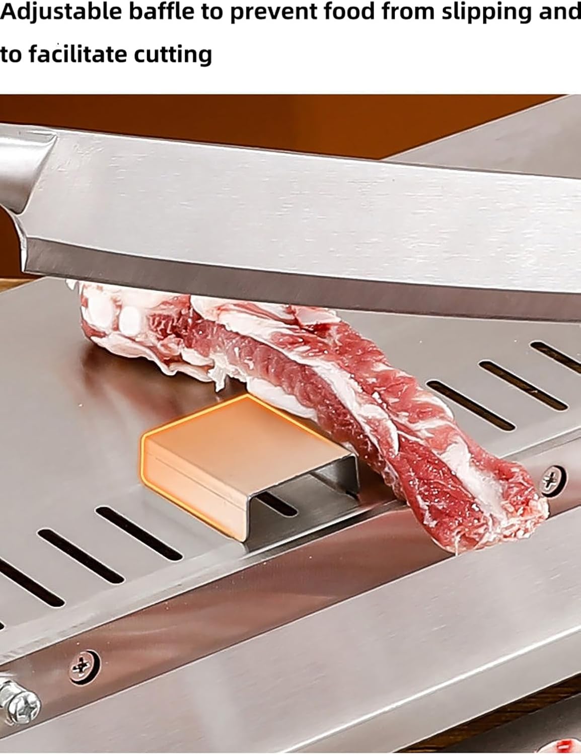 Stainless Steel Meat Cutter, Manual Bone Cutter with Food Tray, Ribs Chopper Slicer for Chicken Fish Beef