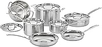 Cuisinart MultiClad Pro 12-Piece Stainless Steel Cookware Set - Triple Ply, Heat Surround Tech, Cool Grip Handles, Oven Safe 500°F, MCPS-12N