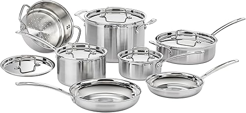 Miniatura 1 de Cuisinart MCP-12N MultiClad Pro - Juego de utensilios de cocina de triple capa de acero inoxidable 12 piezas