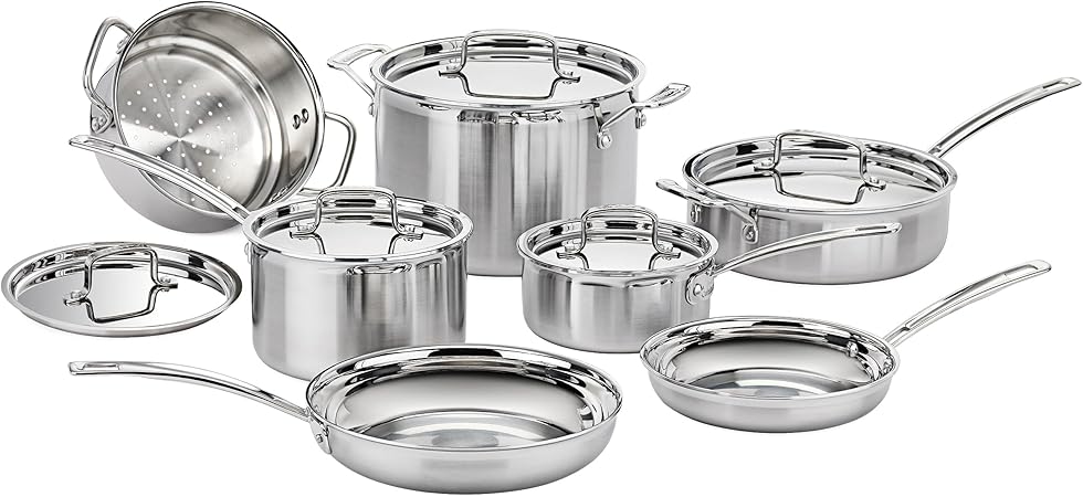 Cuisinart 12-Piece MultiClad Pro Triple Ply Stainless Stainless Steel Pots