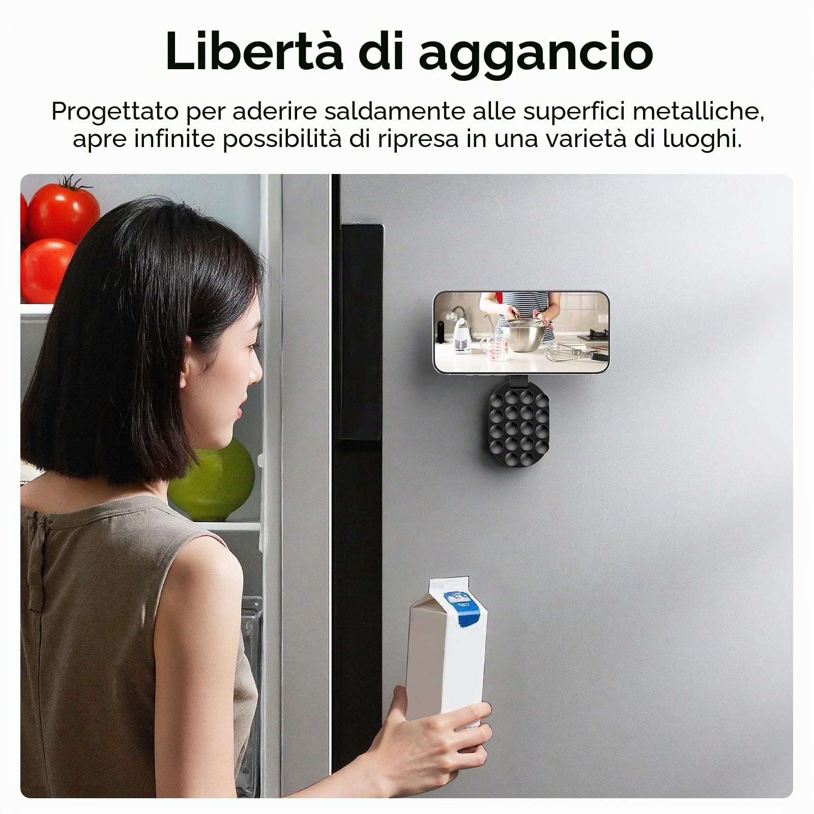 ULANZI MA39 Supporto magnetico a ventosa per telefono con moschettone maglock, Girevole a 360°in alluminio, Compatibile con iPhone 17/16/15/14/13/12, per TikTok, cucina, ufficio, video e selfie