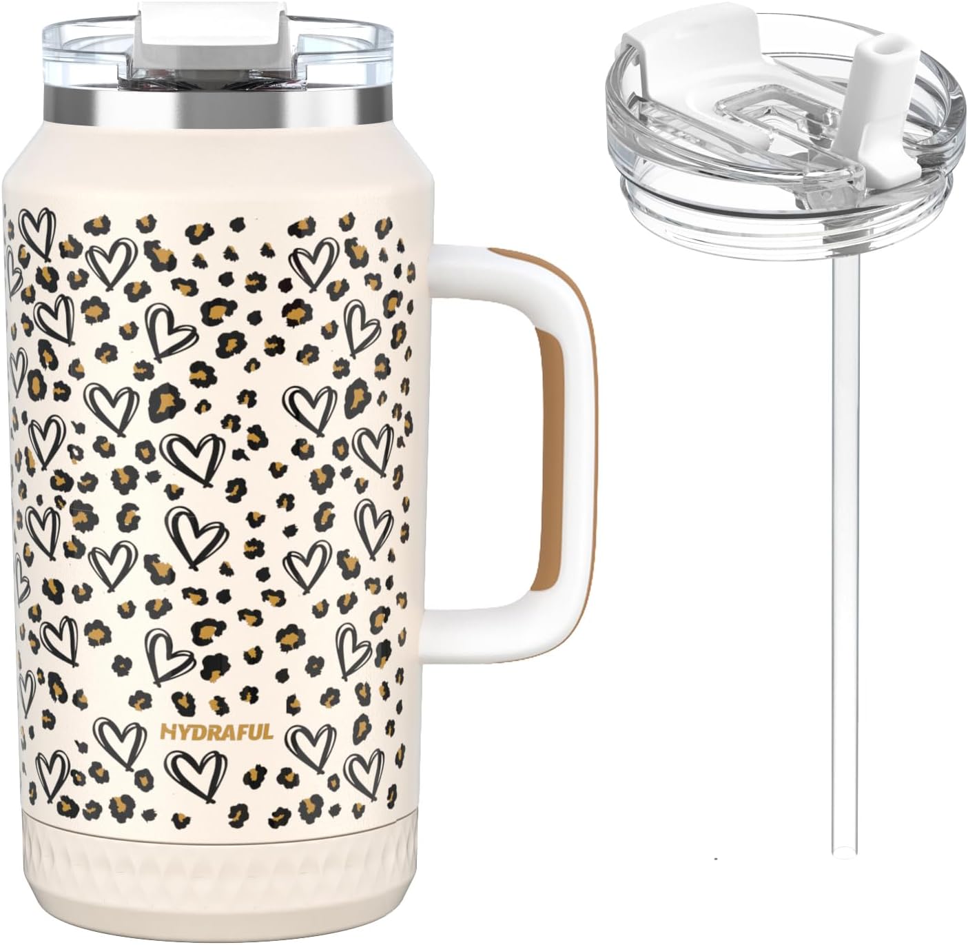 Hydraful 64 oz Tumbler with Handle and Straw - 100% Leak-Proof - Insulated Cup Reusable Stainless Steel Large Water Bottle Travel Mug for Gym, Hiking, and Camping - Gifts for Women Men Him Her