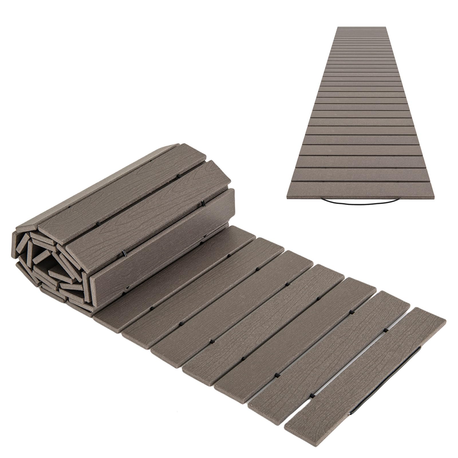 SOARS Tapis de Marche Jardin en PEHD, Allée de Promenade avec Poignée, Aspect Bois & Fil Métallique, Décoration pour Pelouse, Jardin, Arrière-Cour, 242 X 43 CM