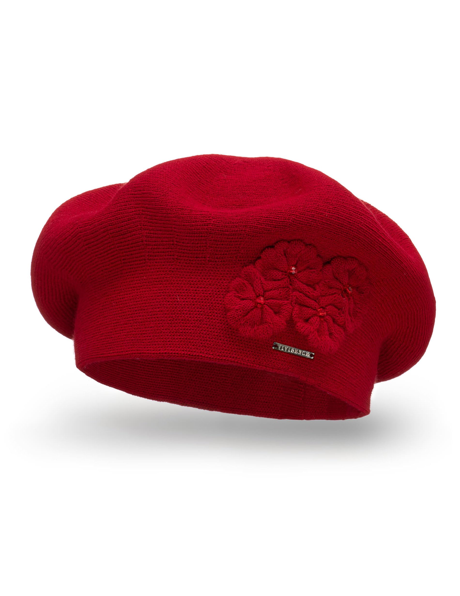 VIVISENCE Femme Le Béret pour L'automne Et l'hiver Élégant Style Classique Ajustement Parfait Orné d'une Application Florale Mélange Chaud De Laine Idéal pour Et Cadeau Élégant 7006