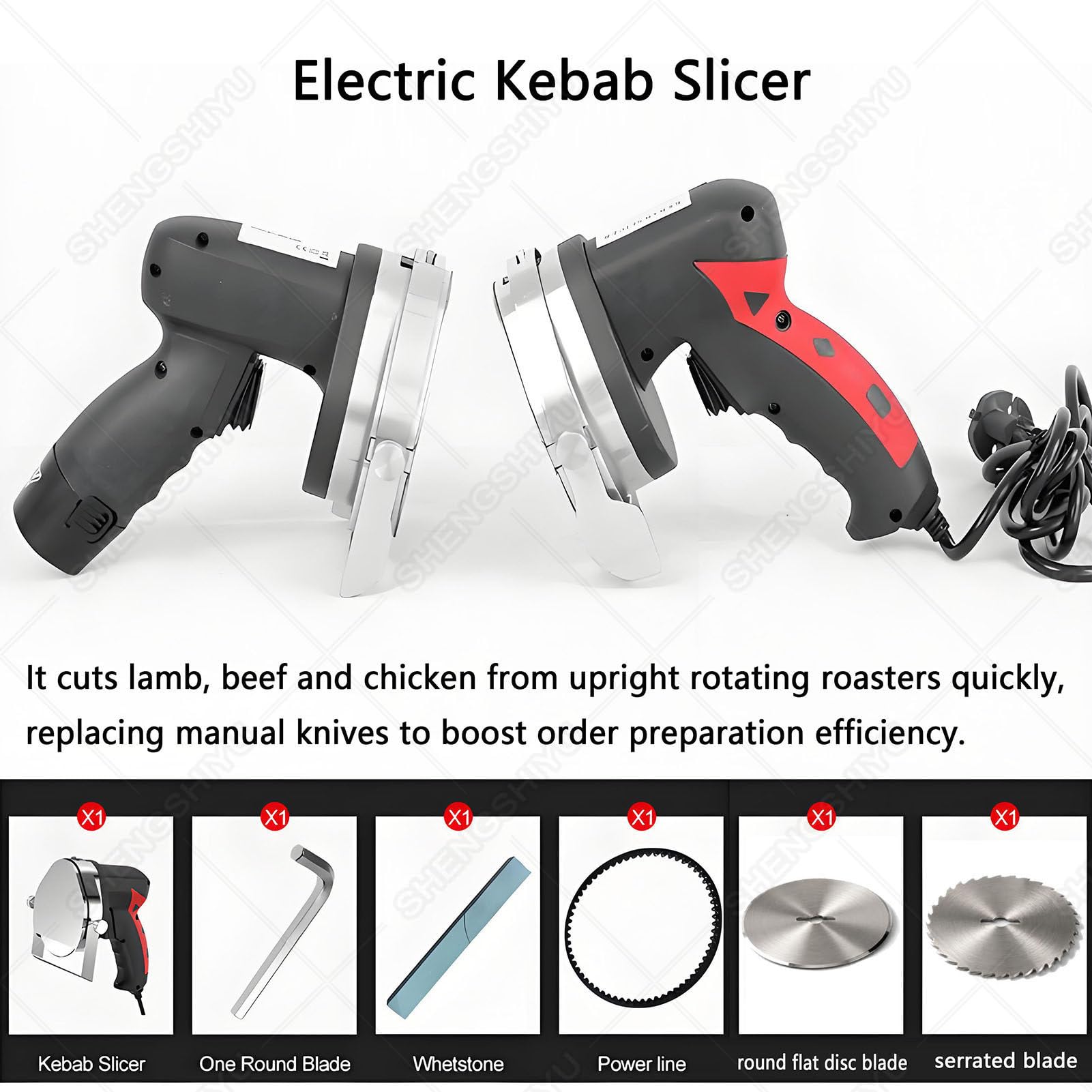 Coltello Elettrico da 80W per Kebab e Kebab con 2 Lame