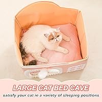 Vista 4 de Jiupety Casas de Conejo y Gato para Gatos de Interior, Cueva de Cama para Gatos Linda con Chimenea, Suficiente Espacio Interior, Casa Suave
