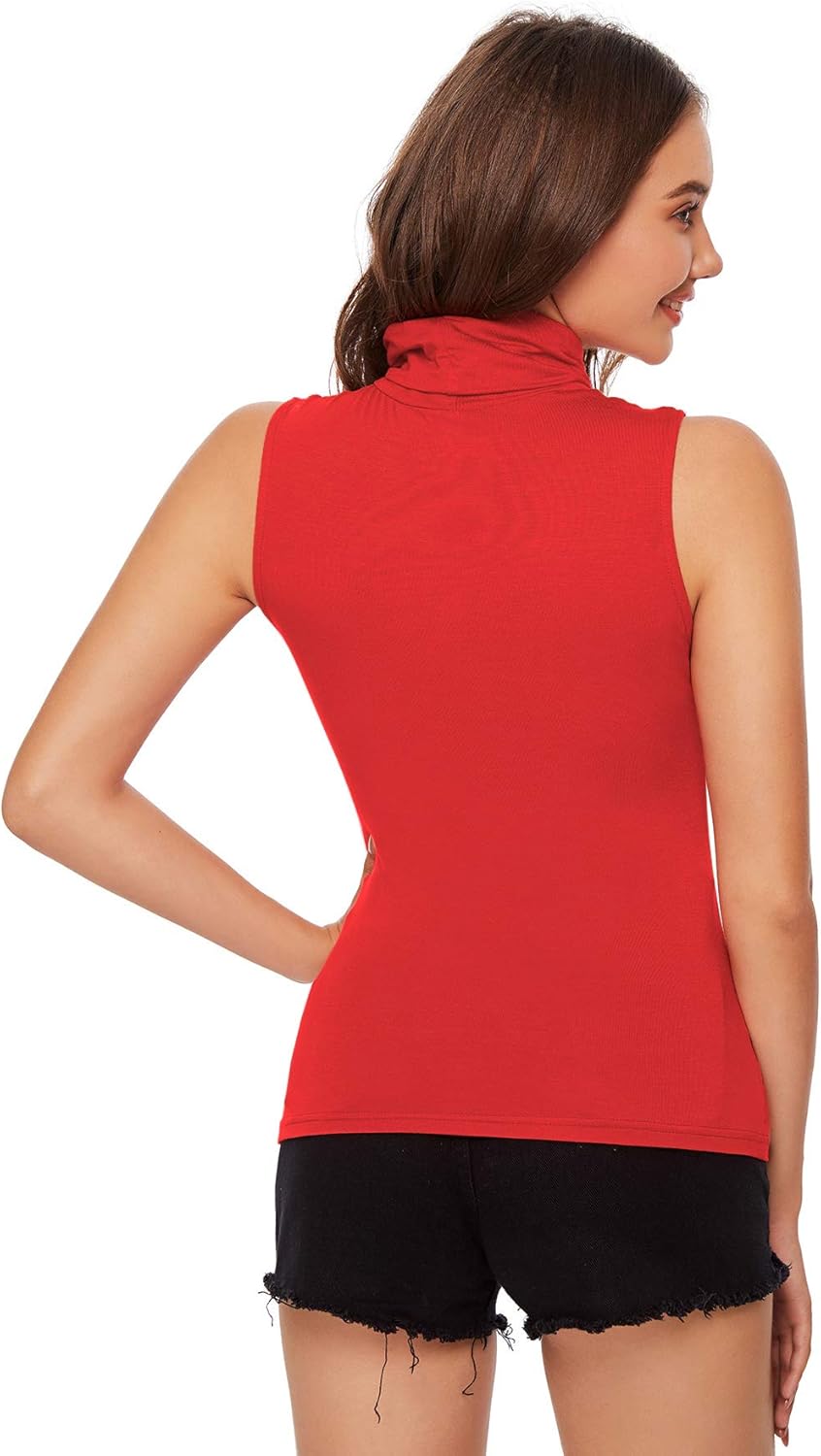Verdusa Women's Sleeveless High Turtleneck Fitted Tank Top : Clothing, Shoes & Jewelry