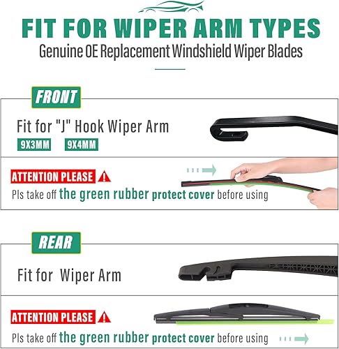 Vista 86 de 26" 20" 16" Windshield Wiper Blades Replacement for Dodge Grand Caravan 2008-2020 / Chrysler Town & Country 2008-2016 Premium All Weather Front Rear