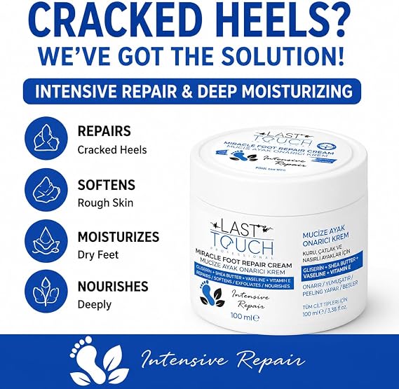 Miracle Cracked Repair Foot Care Cream for Dry Cracked Heels and Feet -  Relief for Worn, Callused Feet - Athletes Foot Cream for Soft and Smooth Feet
