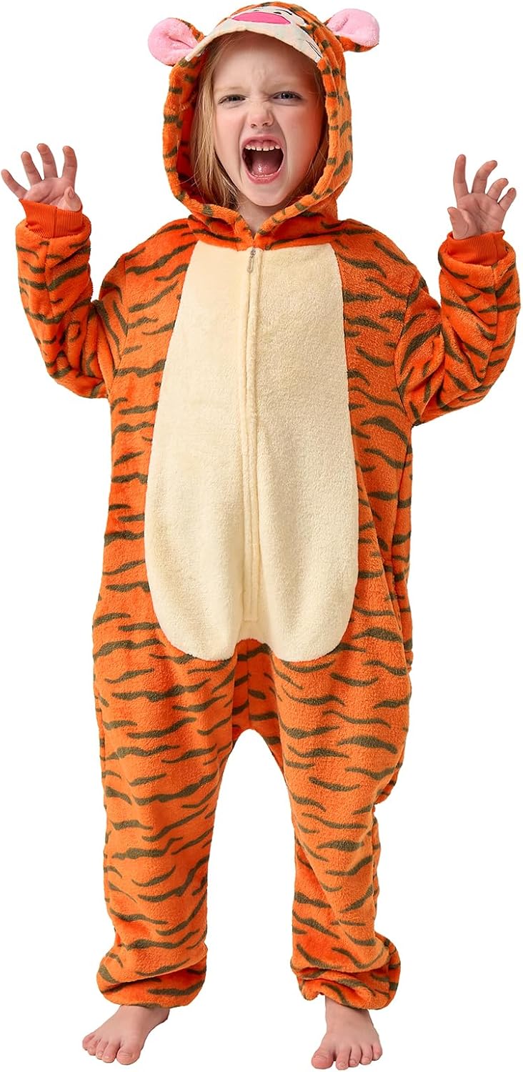 Kids Onesie Pajamas, Flannel Children Animal Onesie for Halloween Christmas, One Piece Pajamas Cosplay for Girls Boys