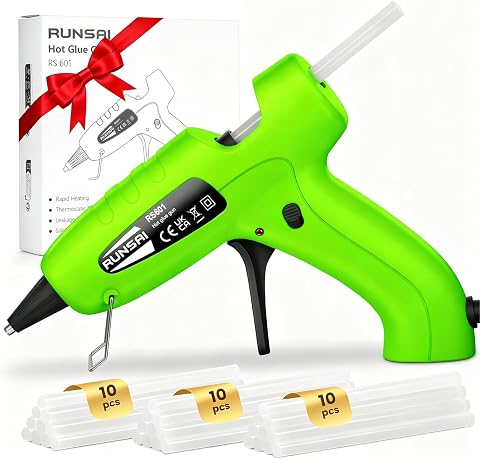RUNSAI® Pistola Silicona Caliente Antigoteo con 30 Barras Pegamento 7mm-30W | Pistola Pegamento Termofusible, Mini Hot Glue Gun Pistola Cola Quente Pequeña y Profesional para Bricolaj Manualidades Niños