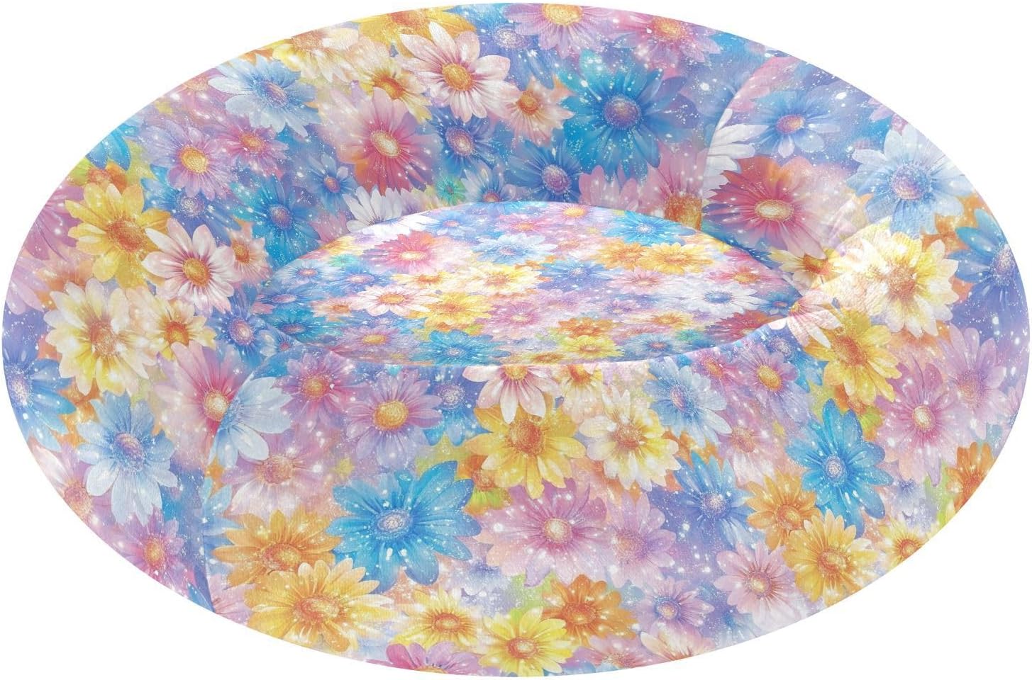 Pet Dog Beds Calming Anti Anxiety Fluffy Dog Pillow Bed for Medium Size Pets Sleeping M Beautiful Flowers